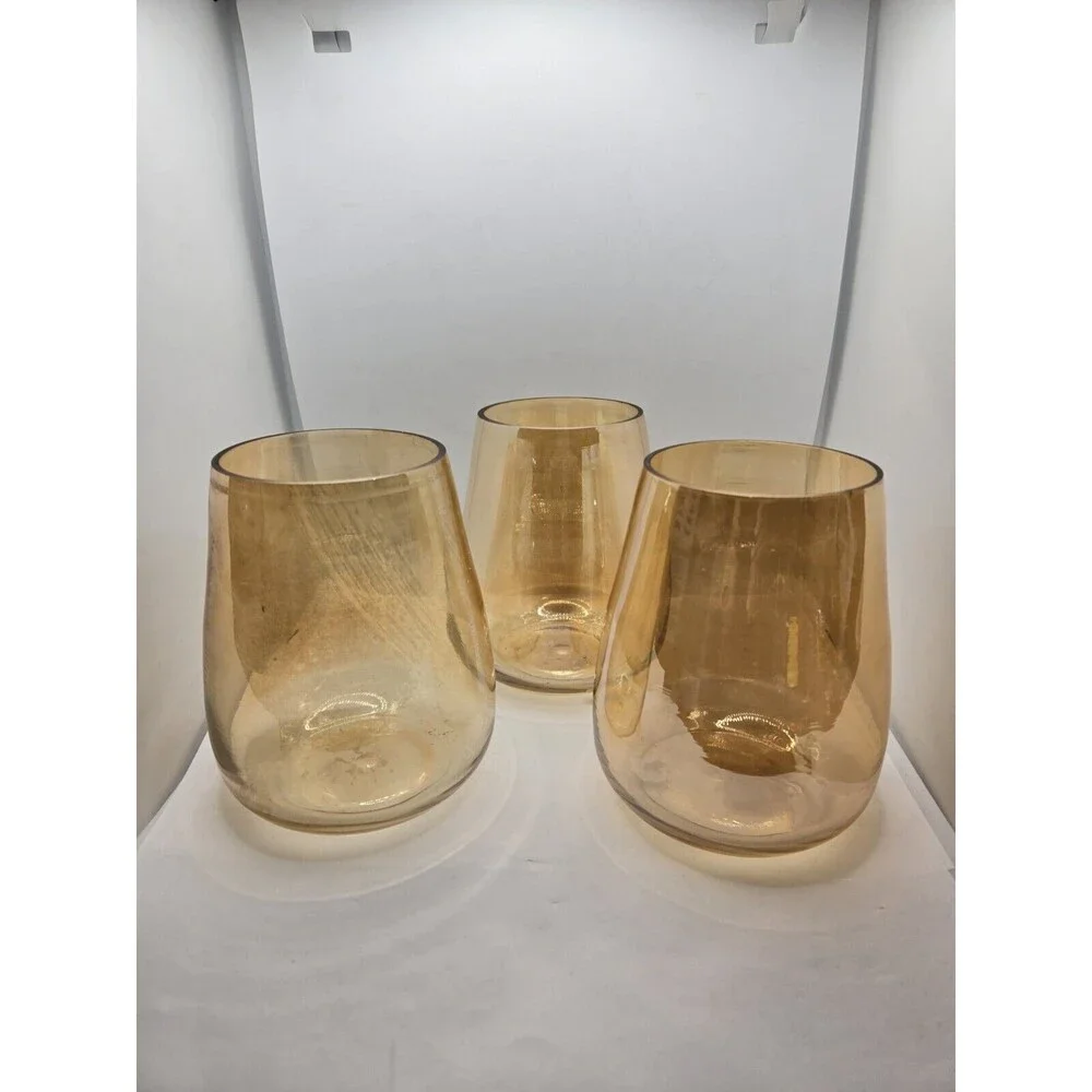 Marigold Hand Blown Candle Holders 3 pc Set